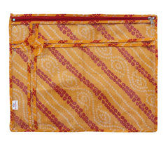 Heart Home Bandhani Print PVC Foldable Single Saree Cover|Clothes Storage For Saree, Lehenga, Suit With Transparent Pack of 6 (Yellow)