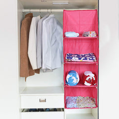 Kuber Industries Cotton Four Cabinet Hanging Baby Almirah (Pink)-CTKTC013373