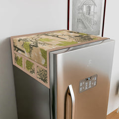 Heart Home Fridge Top Cover & Handle Cover Set | Fridge Top & Handle Cover Set | Refrigerator Cover & Handle Cover Combo Set | Tree Kniting Fridge & Handle Cover | Green