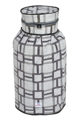 Heart Home Square Printed Stain/Dust/Water Proof PVC Lpg Gas Cylinder Cover- Pack of 2 (Grey)-HS43HEARTH25628