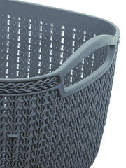 Heart Home Q-5 Unbreakable Plastic 2 Pieces Multipurpose Medium Size Flexible Storage Baskets/Fruit Vegetable Bathroom Stationary Home Basket with Handles (Light Blue & Grey)-HEART10511