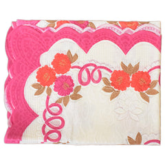 Heart Home Flower Printed Cotton 4 Seater Center Table Cover,40"x60" (Cream & Pink)-44HH037