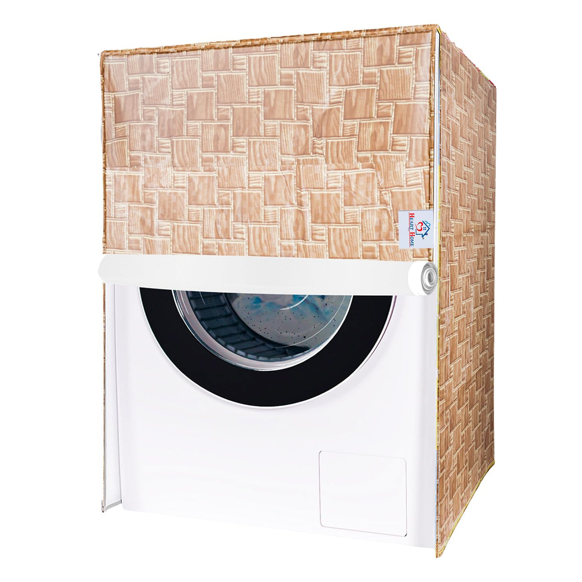 Heart Home Washing Machine Cover | Brick New Check Design Washing Machine Cover | PVC Front Load Washing Machine Cover | Golden