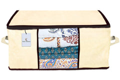 Kuber Industries CTKTC23880 Rectangular Underbed Storage Bag, Blanket Cover (Ivory, Extra Large) - Set of 5