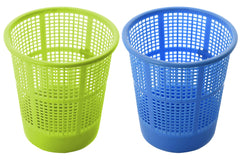 Heart Home Plastic 2 Pieces Mesh Dustbin Garbage Bin for Office use, School, Bedroom, Kids Room, Home, Multi Purpose, 5 Liters (Blue & Green)- HEART3280