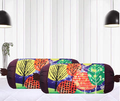 Kuber Industries Bolster Cover|Polyester Bolster Cover Set|Diwan Round Bolster Pillow Covers|Luxurious Mushroom Print Roll Masand Cover|Pack of 6 (Multi)