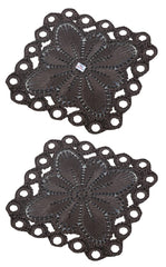 Heart Home Flower Design Square Cotton Coasters, Set of 2 (Brown)