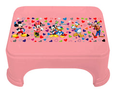 Kuber Industries Disney Team Mickey Print Square Plastic Bathroom Stool, (Set of 2, Pink) -HS_35_KUBMARTS17256