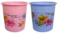 Kuber Industries Flower Print Plastic 2 Pieces Garbage Waste Dustbin/Recycling Bin for Home, Office, Factory, 7 Liters (Pink & Blue)-KUBMART10900
