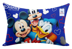 Heart Home Disney Team Minnie Mickey Print Silk Special Long Crush Pillow Cover- Set of 3, Royal Blue & Pink & Black-HEART10066