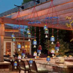 Kuber Industries Handcrafted Wall Hanging Bells with Ring|Traditional Rajasthani Hand Painted Bells for Home Decoration (Multicolor)