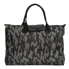 Kuber Industries Camouflage Print Rexine Shopping Bags/Grocery Bag for Carry Grocery, Fruits, Vegetable with Handles Pack of 2 (Black) 54KM4022