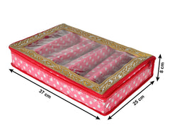 Heart Home Dot Printed Laminated 5 Rod Bangle Box/Organizer With Transparent Top (Pink)-HS43HEARTH25546