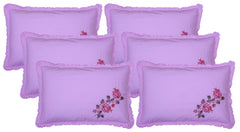 Kuber Industries Embroidery Design 6 Piece Cotton Pillow Cover Set -17"x27" (Pink) Luxury Pillow Covers - CTKTC040285