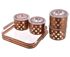 Kuber Industries Wooden Design Plastic Dry Fruits Nuts Snacks Storage Container Set with Serving Tray, Set of 5 (Brown), Standard