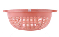 Heart Home Unbreakable Round Plastic Kitchen Vegetables and Fruits Basket Multipurpose Organizers Storage Basket (Peach)-Pack of 2-HHEART15156