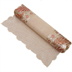 Kuber Industries Leaf Design Virgin Viny Soft Fabric Dining Table Runner 34"x17" or 84 x 42 cm (Cream) - CTKTC45909