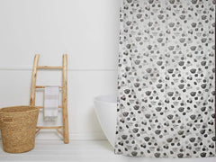Kuber Industries PVC Floral Shower Curtain with Hooks,Size Standard (Grey), Washable, Pack of 1