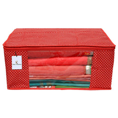 Kuber Industries Hathkadi 6 Piece Cotton Saree Cover, Red