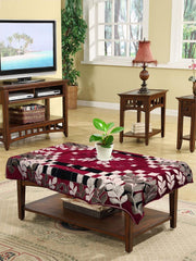 Kuber Industries Leaf Printed Velvet 4 Seater Center Table Cover,40"x60" (Mergenta)-44KM0105