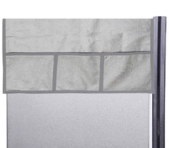 Kuber Industries Fridge/Refrigerator Top Cover|Flower Design & Water Proof PVC|6 Utility Pockets, Size 98 x 54 CM (Silver)-CTKTC039619