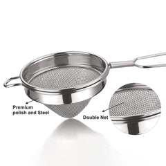 Kuber Industries Double Mesh Stainless Steel Strainer for Cocktails, Tea Herbs, Coffee & Drinks (Silver)