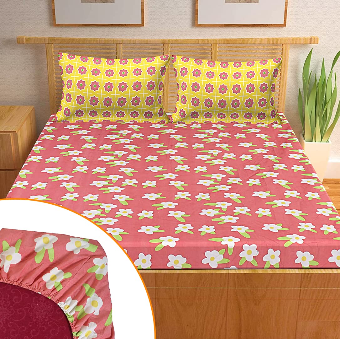 Homestic Micro 130 GSM Double Bedsheet with 2 Pillow Cover (Rust)