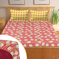 Homestic Micro 130 GSM Double Bedsheet with 2 Pillow Cover (Rust)