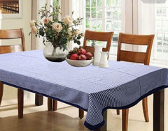 Kuber Industries Dining Table Cover 6 Seater|Table Cloth|Table Cover for Home, Restaurant|Cotton Checkered Design|Blue