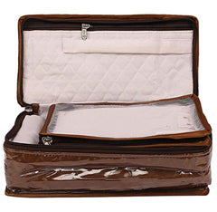 Heart Home Jewellery Box/Organizer with 6 Transparent Pouch & 1 Bangle/Watch Rod (Brown)