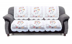 Heart Home Flower Cotton 2 Piece 3 Seater Sofa Cover (Cream) CTHH03074