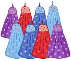 Kuber Industries Soft Cotton Star Print Super Absorbent Hanging Napkin|Hand Towel for Washbasin & Kitchen,Pack of 8,(Assorted)