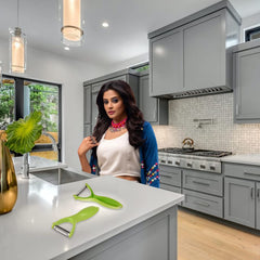 Heart Home Peeler|Plastic Vegetable Peeler|Fruit Peeler|Non-Slip Handle|Steel Sharp Straight Blade|Y Shaped Peeler|Kitchen Peeler|Pack of 3 (Green)