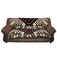 Kuber Industries Leaf Print 6 Piece Velvet 5 Seater Sofa Cover Use Both Side, Living Room, Drawing Room, Bedroom, Guest Room - Brown-KUBMART011151