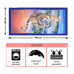 Heart Home Kids Bath Towel|Soft Cotton & Sides Stitched Baby Towel|Microfibered Super Absorbent Tiger Pattern Towel for Infants,Toddler,55x26 Inch,Pack of 2 (Multicolor)