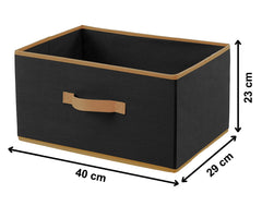 Kuber Industries Storage Box|Toy Box Storage For Kids|Foldable Storage Box|Drawer Storage and Cloth Organizer|(Black, Non-woven)