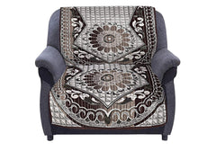 Kuber Industries Cotton Floral Design 5 Seater Sofa Cover Set (Brown, Standard, CTKTC029690) - 6 Pieces