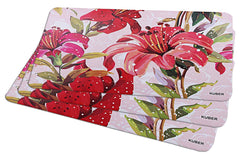 Kuber Industries Flower Design 3 Pieces PVC Refrigerator/Fridge Multipurpose Drawer Mat Set(Pink)-CTKTC032683