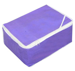 Heart Home Non Woven Petticoat Cover Wardrobe Organiser|Solid Color & Durable Zipper|Ideal For Travel & Storage|Size 36 x 28 x 29 CM|Pack of 3 (Purple)-HS_38_HEARTH21679