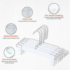 Homestic Recycled Plastic Cloth Hanger Set of 5 with Chromed Plated Steel Hook (White)