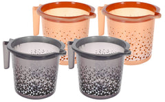 Heart Home Tinted Print Plastic Bathroom Mug 1.5 Litre- Pack of 4 (Beige & Black)-46HH0245