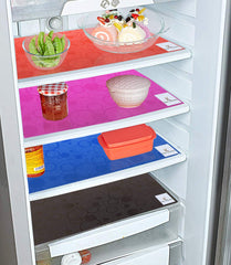 Kuber Industries Circle Design 4 Pieces PVC Refrigerator/Fridge Multipurpose Drawer Mat Set(Black, Blue, Pink & Red)-CTKTC32343