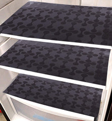 Kuber Industries Coin Design PVC 6 Piece Refrigerator Drawer Mat Set, Black - CTKTC21850