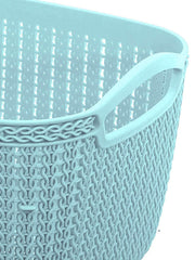 Heart Home Q-5 Unbreakable Plastic Medium Size Flexible Storage Baskets|Fruit Vegetable Bathroom Stationary Home Basket with Handles (Light Blue)