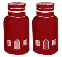 Kuber Industries 2 Pieces Cotton Dust-Water Proof LPG Gas Cylinder Cover (Red) - CTKTC040741