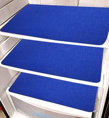 Kuber Industries Checkered Design PVC 6 Pieces Refrigerator Drawer Mats (Blue), CTKTC13693,Standard