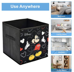 Heart Home Non-Woven Mickey Print Flodable Storage Box/Wardrobe Organizer For Home Decor (Black) 54HH4240.