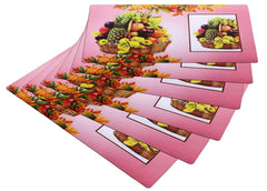 Kuber Industries Fruit Print Waterproof, Stain Resistant, Washable Refrigerator/Fridge Drawer Mat, Set of 6 (Pink)