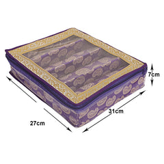 Kuber Industries Multipurpose Carry Design Laminated 4 Rod Bangle Box/Organizer/Case With Tranasparent Top (Purple)-47KM061