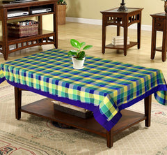 Kuber Industries Check Print Cotton Center Table Cover/Table Cloth for Home Decorative Luxurious 4 Seater, 60"x40" (Blue) 54KM4256